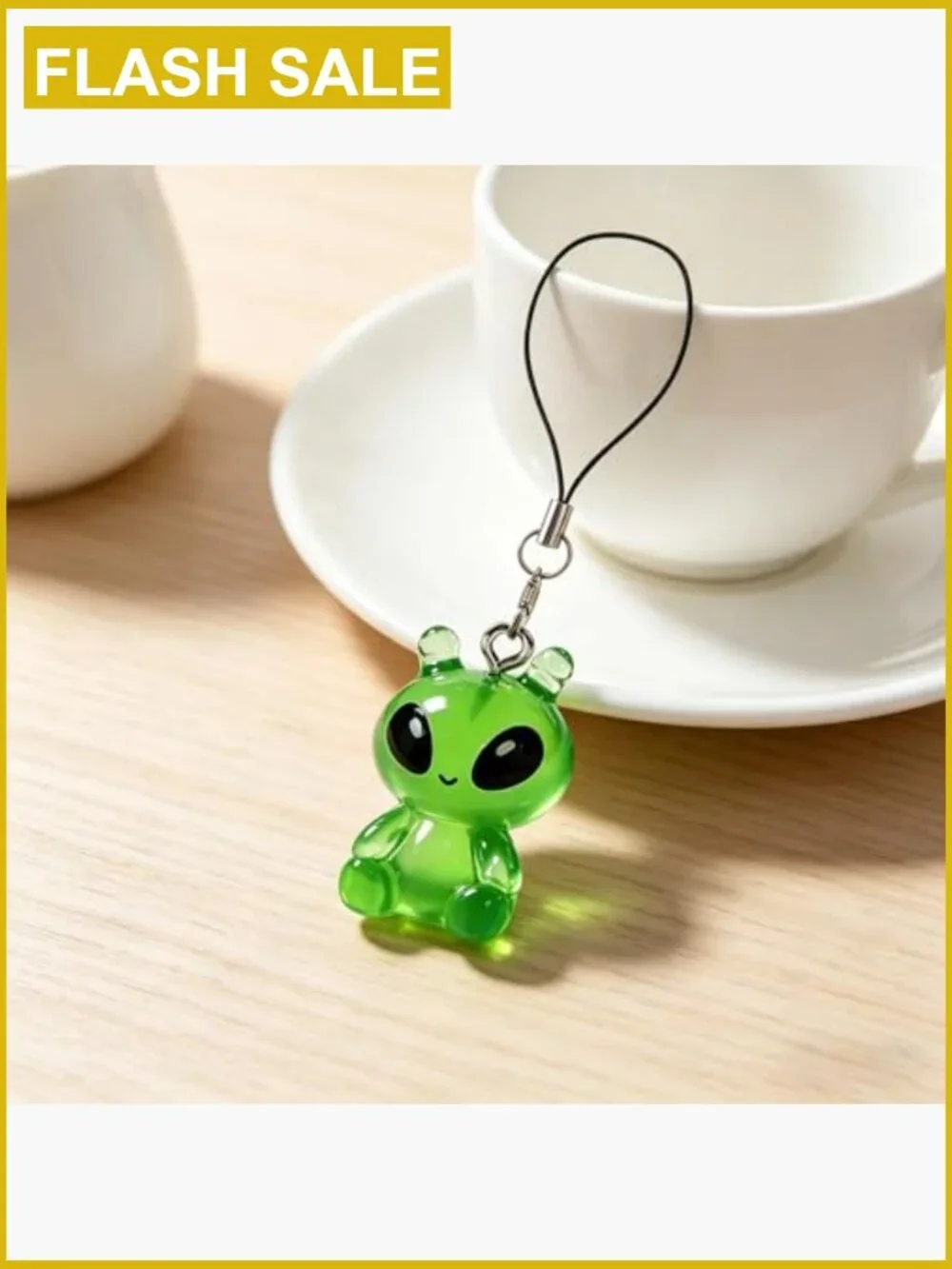 Glow In The Dark Alien Phone Charm Set 6pc Halloween Party Keychain Accessories